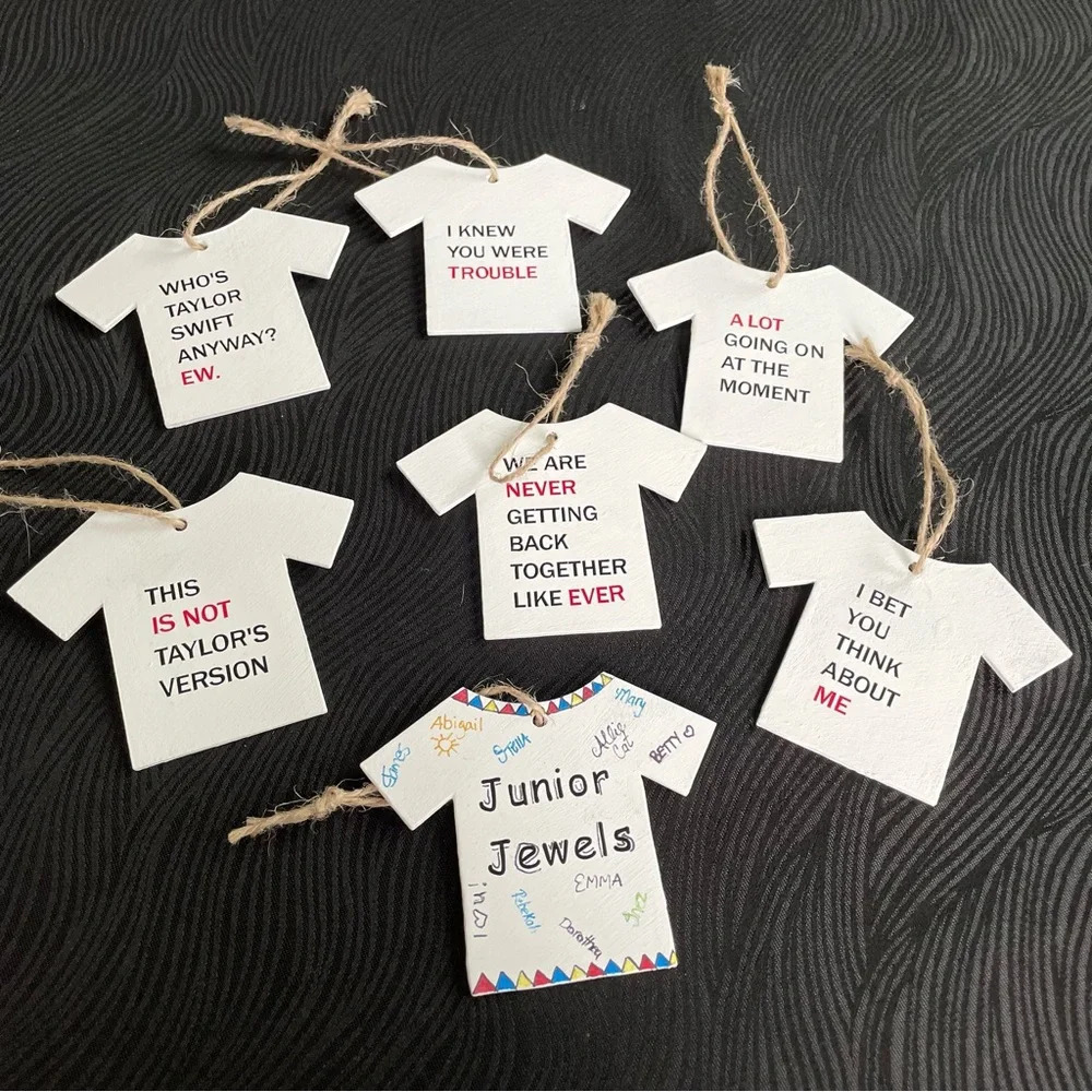 Taylor Swift Set of 7 Wooden T-shirt Christmas Ornaments